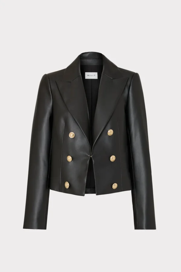 thompson_vegan_leather_bl_0.webp Coats & Jackets-MILLY Thompson Vegan Leather Blazer Black