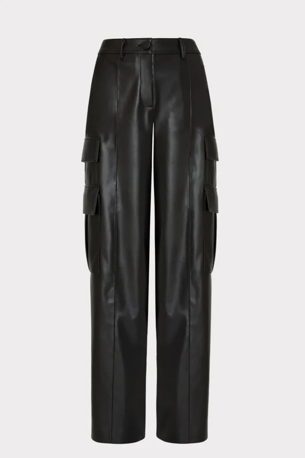 Pants-MILLY Tobias Vegan Leather Cargo Pants Black