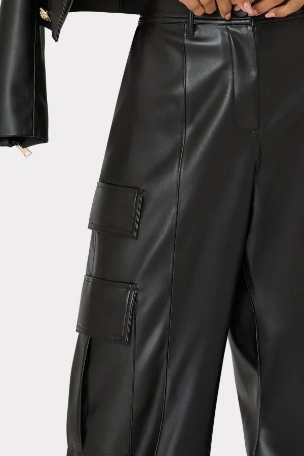 Pants-MILLY Tobias Vegan Leather Cargo Pants Black