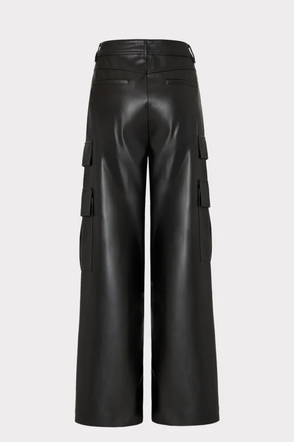Pants-MILLY Tobias Vegan Leather Cargo Pants Black