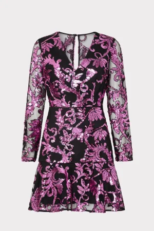 tove_tassel_paisley_sequi_0.webp Pink Dresses-MILLY Tove Tassel Paisley Sequins Dress Pink Multi