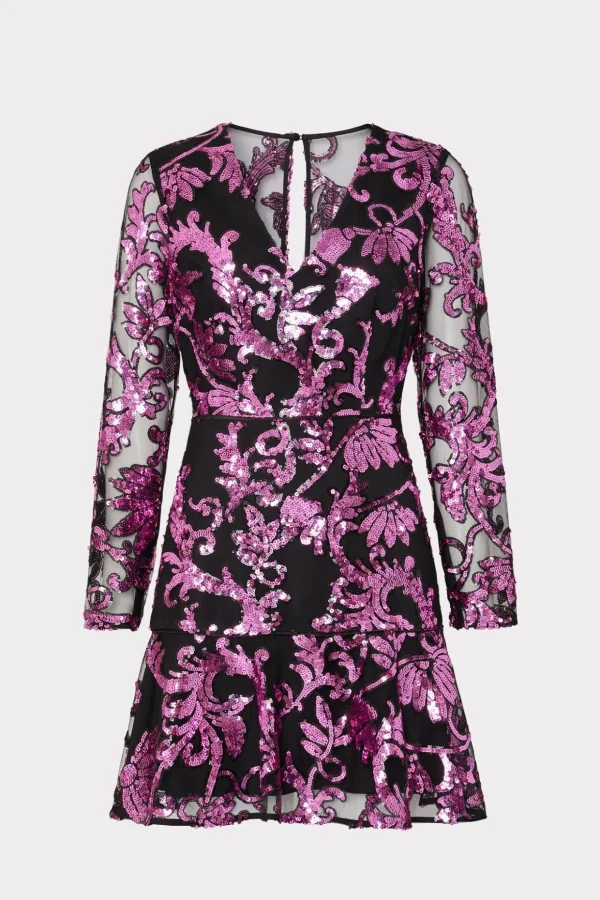 tove_tassel_paisley_sequi_0.webp Pink Dresses-MILLY Tove Tassel Paisley Sequins Dress Pink Multi