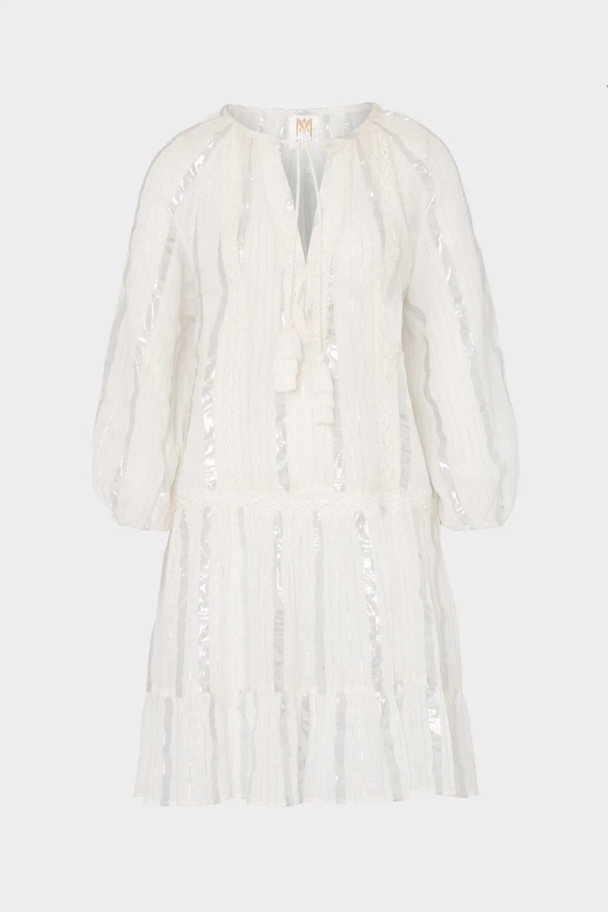 Cover-Ups-MILLY Valentine Lurex Stripe Coverup Dress White
