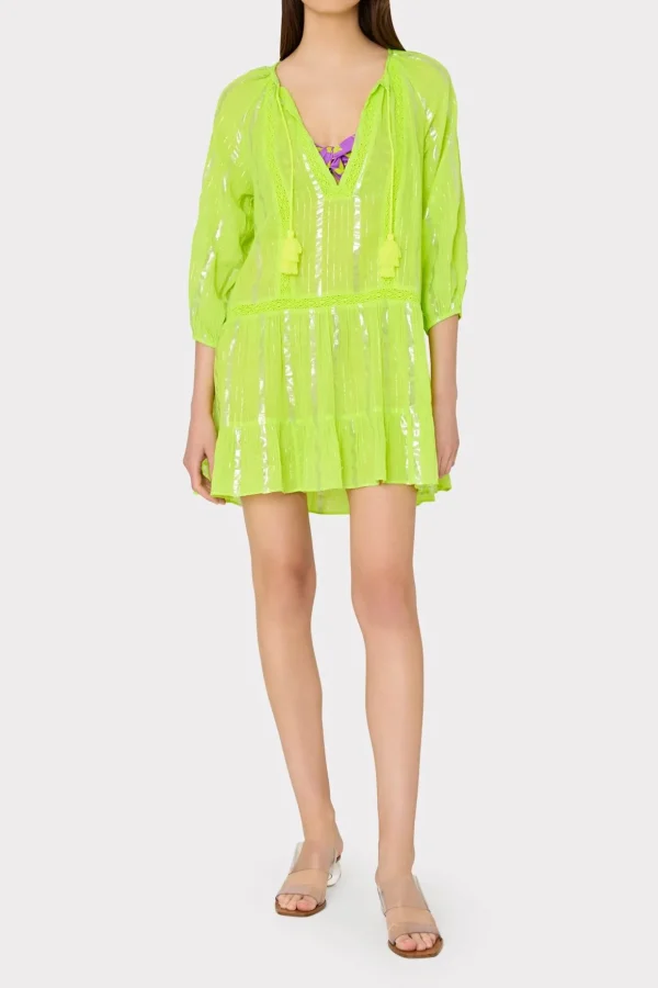 valentine_lurex_stripe_co_1-2.webp Jumpsuits & Rompers-MILLY Valentine Lurex Stripe Coverup Dress Neon Yellow