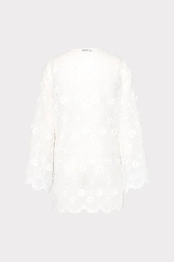 Cover-Ups-MILLY Viara 3D Floral Embroidery Coverup Dress White
