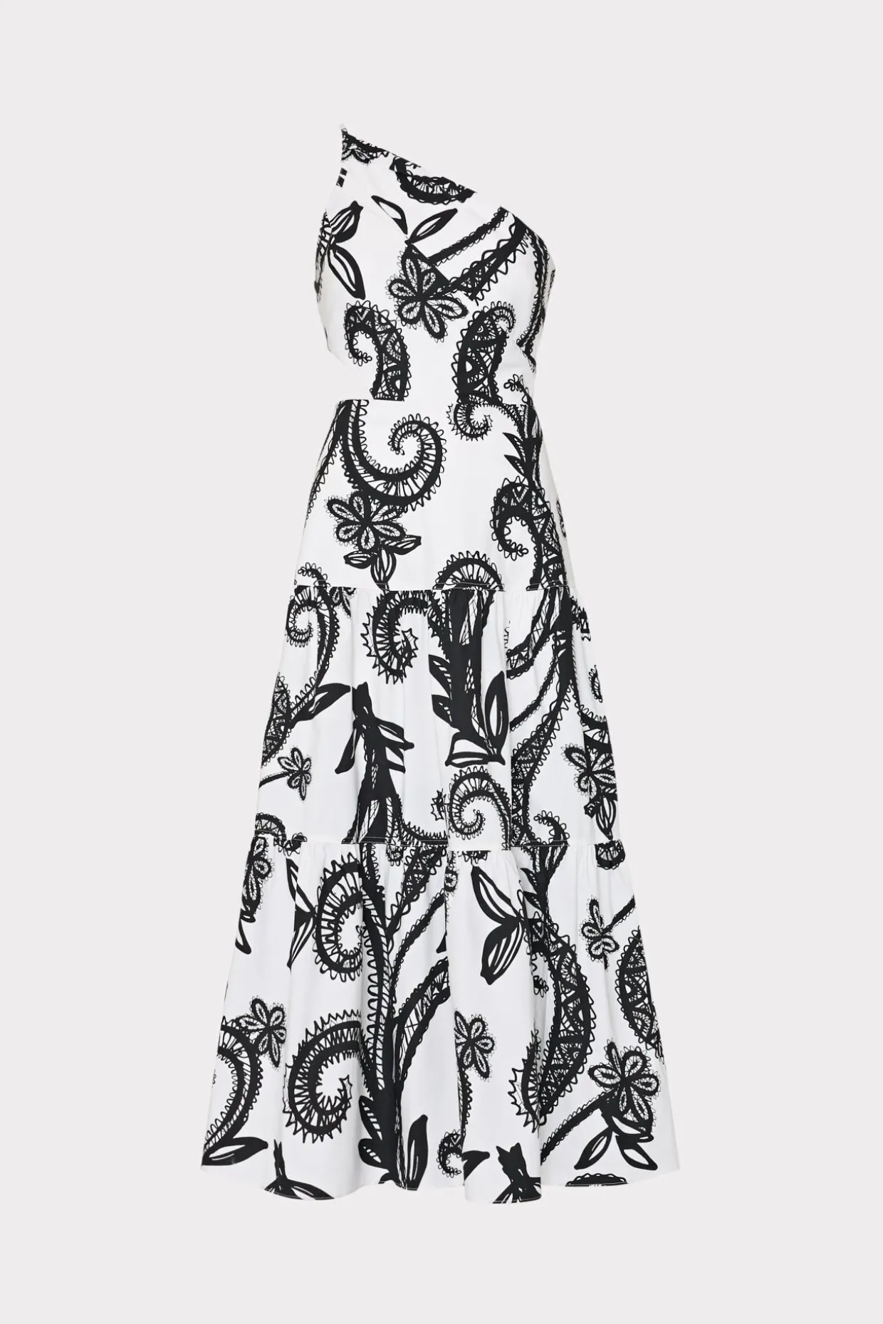 vintage_vine_poplin_dress_0.webp Jumpsuits & Rompers-MILLY Vintage Vine Poplin Dress Black/White