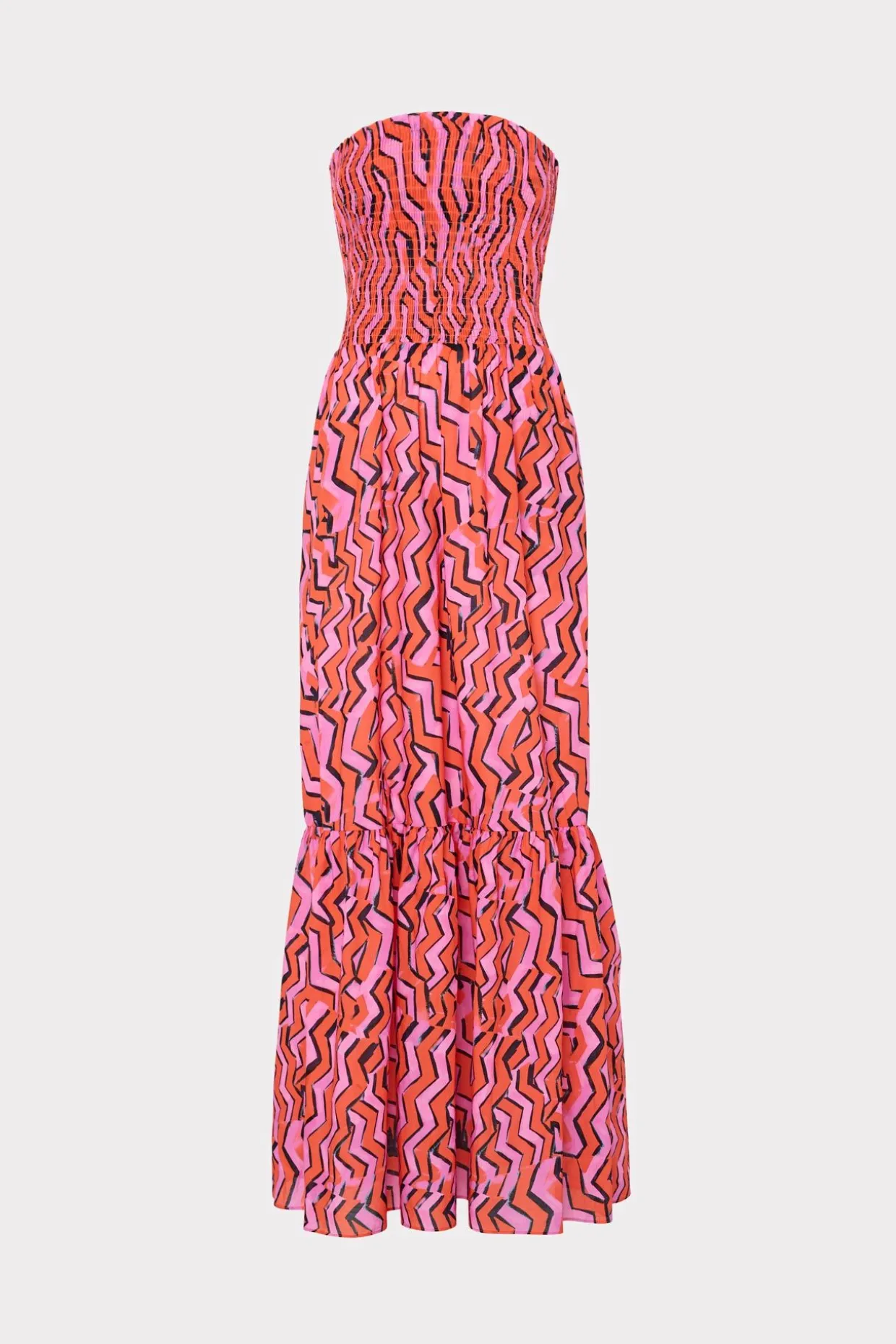 viona_painted_chevron_cot_0-1.webp Jumpsuits & Rompers-MILLY Viona Painted Chevron Cotton Voile Dress Coral Multi