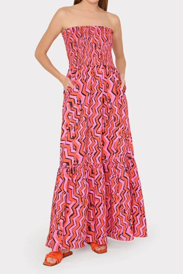 viona_painted_chevron_cot_0.webp Cover-Ups-MILLY Viona Painted Chevron Cotton Voile Dress Coral Multi
