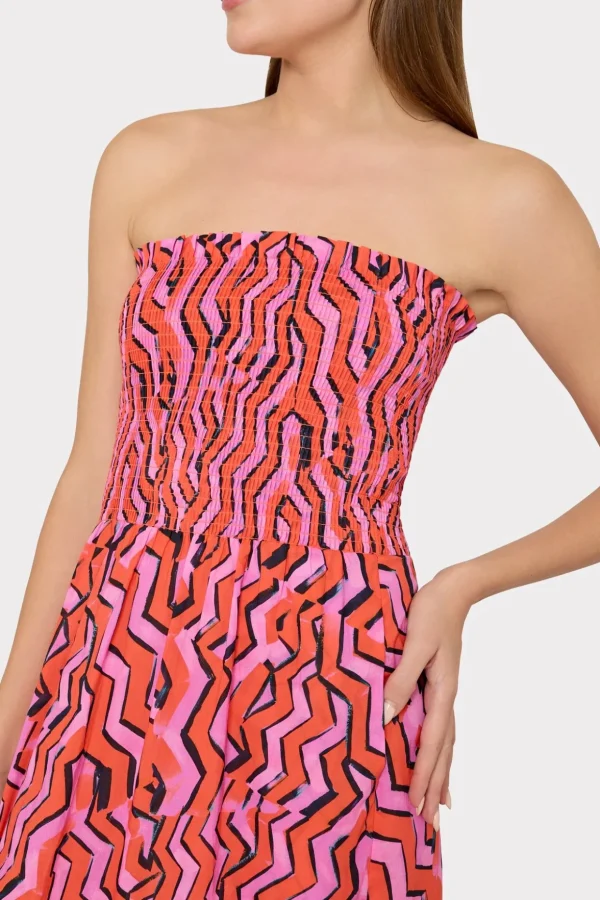 viona_painted_chevron_cot_1.webp Cover-Ups-MILLY Viona Painted Chevron Cotton Voile Dress Coral Multi
