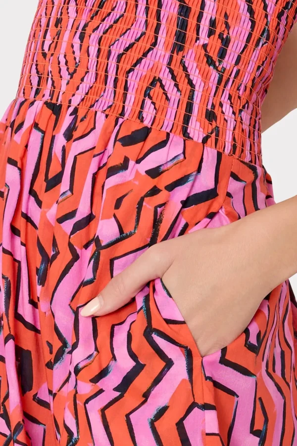 viona_painted_chevron_cot_2.webp Cover-Ups-MILLY Viona Painted Chevron Cotton Voile Dress Coral Multi