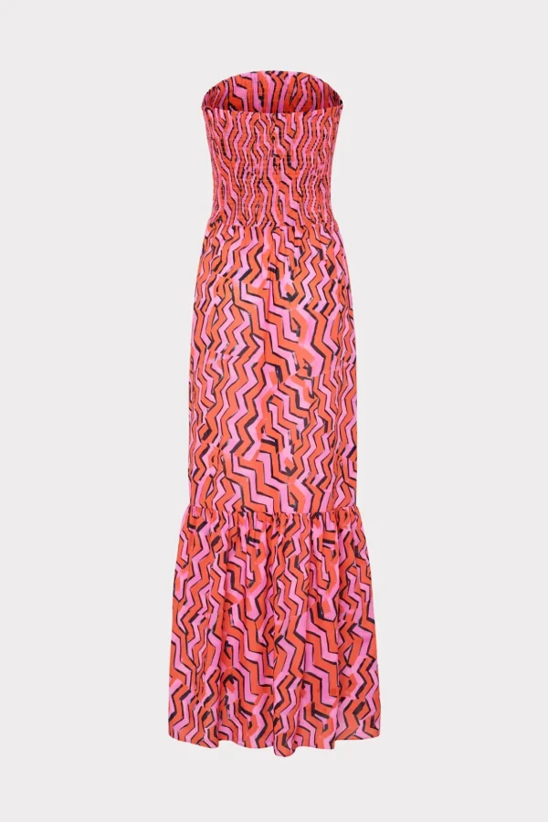 viona_painted_chevron_cot_4.webp Jumpsuits & Rompers-MILLY Viona Painted Chevron Cotton Voile Dress Coral Multi