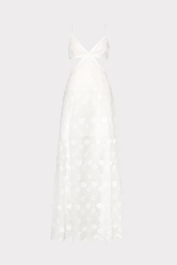 Jumpsuits & Rompers-MILLY Vivianne 3D Floral Cotton Eyelet Dress White