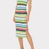 Day Dresses-MILLY V-Neck Zig Zag Midi Dress Yellow Multi