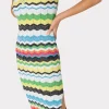 Day Dresses-MILLY V-Neck Zig Zag Midi Dress Yellow Multi