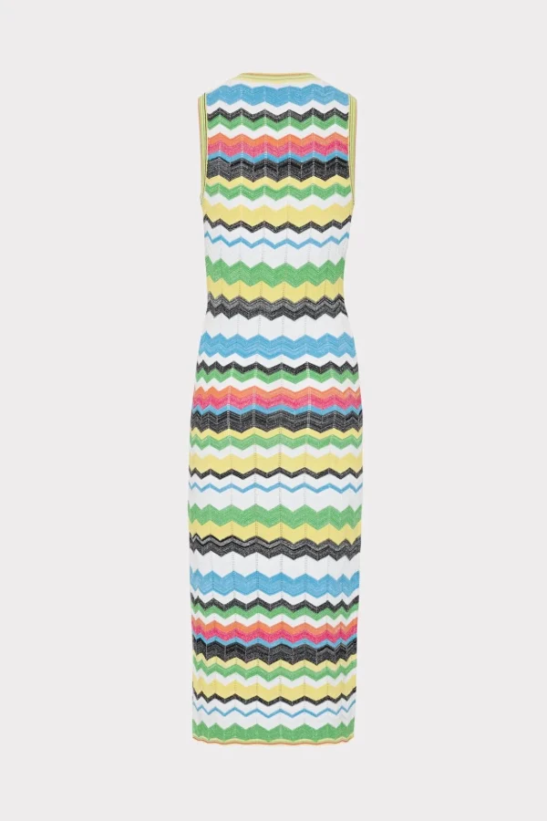 vneck_zig_zag_midi_dress_3-4.webp Knit Dresses-MILLY V-Neck Zig Zag Midi Dress Yellow Multi