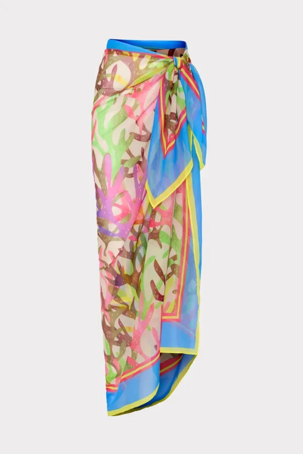 watercolor_caribbean_cora_0.webp Cover-Ups-MILLY Watercolor Caribbean Coral Chiffon Sarong Green Multi