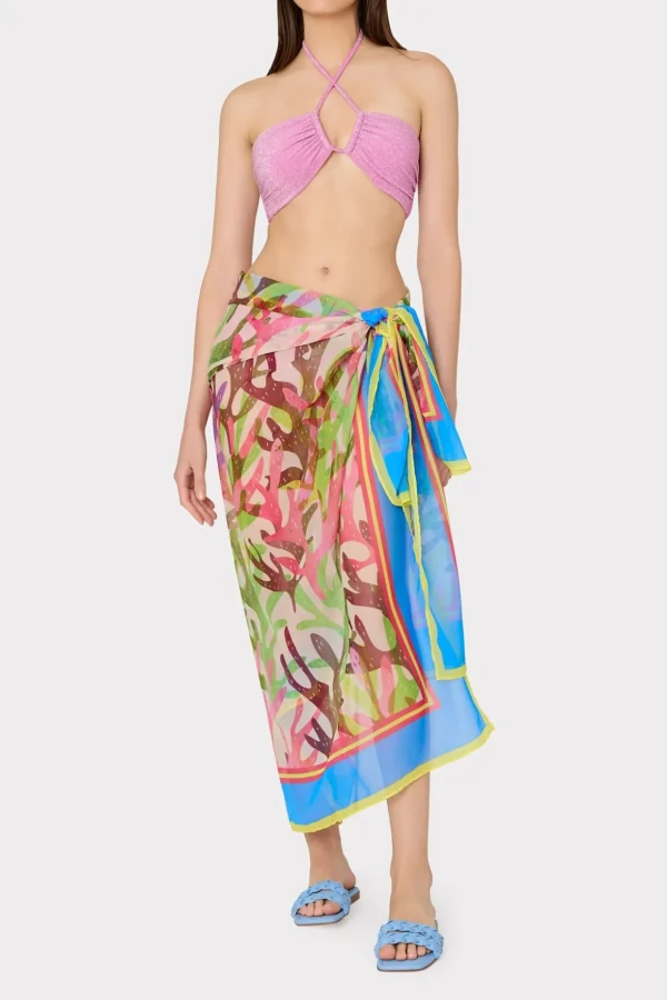 watercolor_caribbean_cora_1.webp Cover-Ups-MILLY Watercolor Caribbean Coral Chiffon Sarong Green Multi