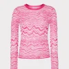 wave_jacquard_crewneck_pu_0-1.webp Sweaters & Knits-MILLY Wave Jacquard Crewneck Pullover Pink/Ecru