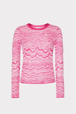 wave_jacquard_crewneck_pu_0-2.webp Tops-MILLY Wave Jacquard Crewneck Pullover Pink/Ecru