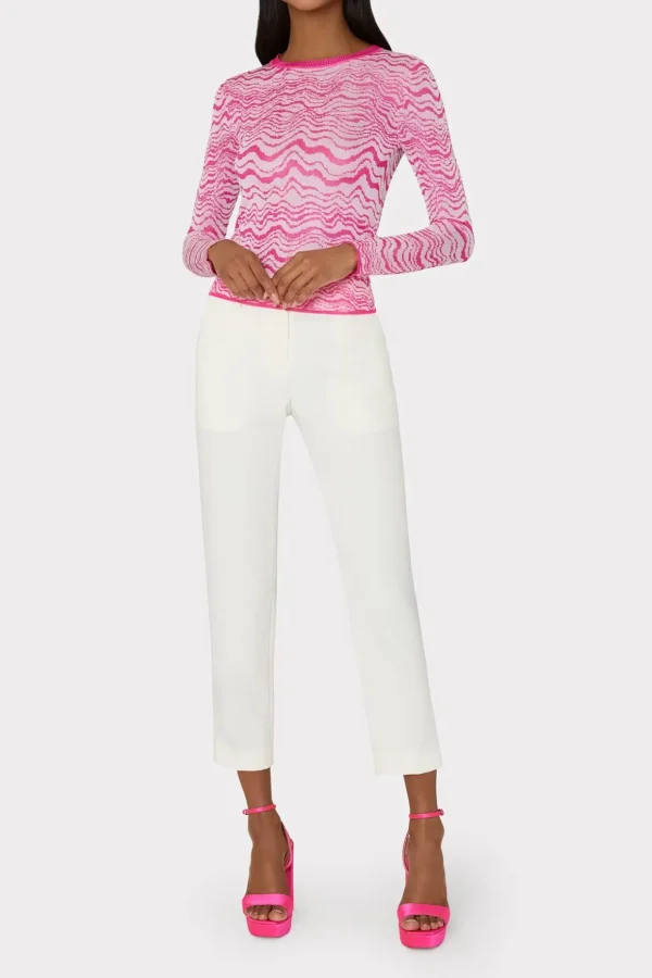 wave_jacquard_crewneck_pu_1-1.webp Sweaters & Knits-MILLY Wave Jacquard Crewneck Pullover Pink/Ecru