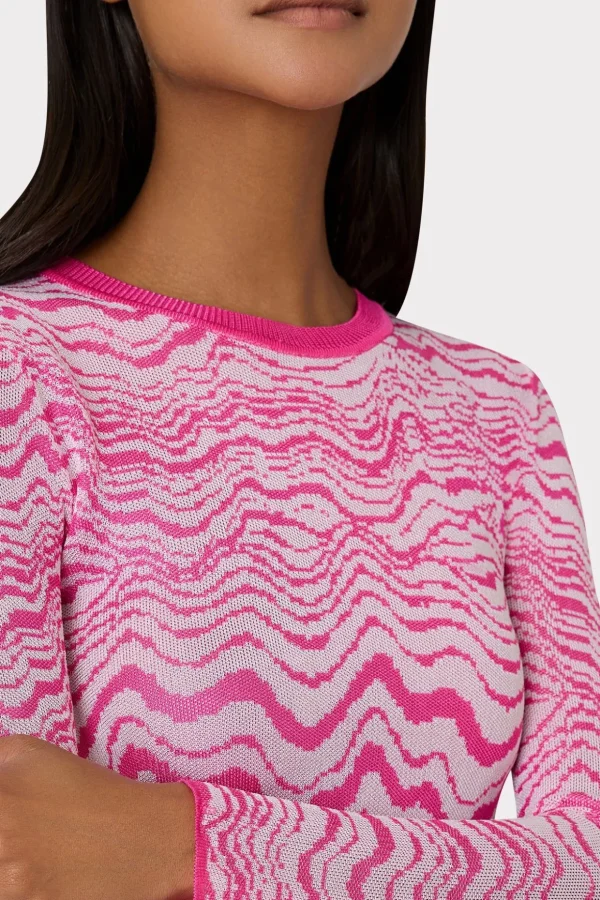 wave_jacquard_crewneck_pu_2-2.webp Tops-MILLY Wave Jacquard Crewneck Pullover Pink/Ecru