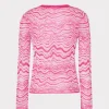wave_jacquard_crewneck_pu_3.webp Jumpsuits & Rompers-MILLY Wave Jacquard Crewneck Pullover Pink/Ecru