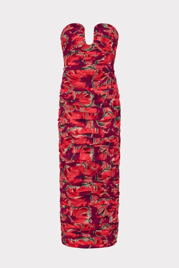 windmill_floral_chiffon_d_0.webp Jumpsuits & Rompers-MILLY Windmill Floral Chiffon Dress Red Multi