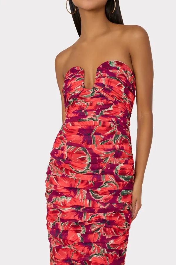 windmill_floral_chiffon_d_2.webp Jumpsuits & Rompers-MILLY Windmill Floral Chiffon Dress Red Multi