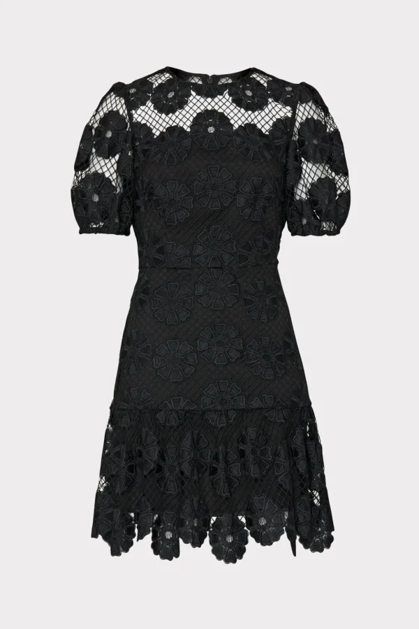 yasmin_daisy_lace_dress_0-2.webp Little Black Dresses-MILLY Yasmin Daisy Lace Dress Black