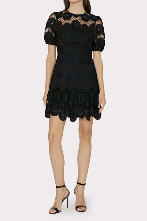 yasmin_daisy_lace_dress_1-2.webp Little Black Dresses-MILLY Yasmin Daisy Lace Dress Black