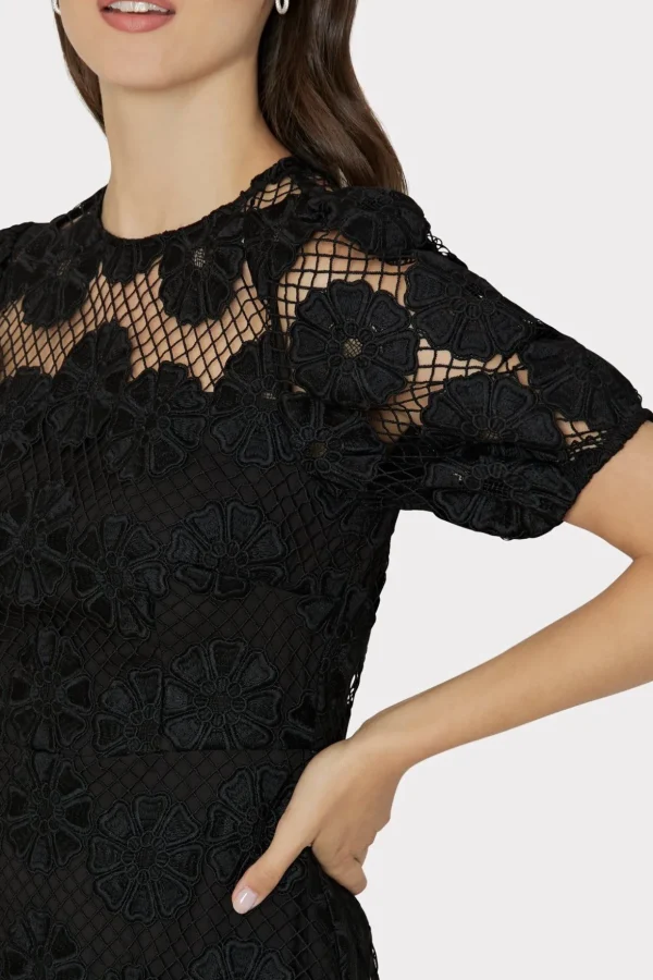 yasmin_daisy_lace_dress_2-1.webp Little Black Dresses-MILLY Yasmin Daisy Lace Dress Black