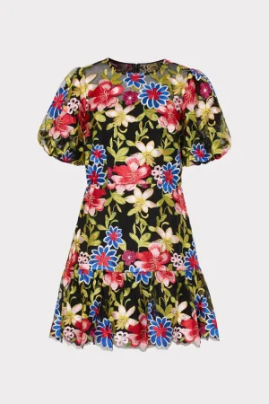 yasmin_floral_embroidery__0-2.webp Cocktail Dresses-MILLY Yasmin Floral Embroidery Dress Red Multi