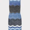 Knit Dresses-MILLY Zig Zag Knit Mini Dress Navy Multi