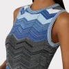 Knit Dresses-MILLY Zig Zag Knit Mini Dress Navy Multi