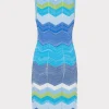 Jumpsuits & Rompers-MILLY Zig Zag Knit Mini Dress Blue Multi