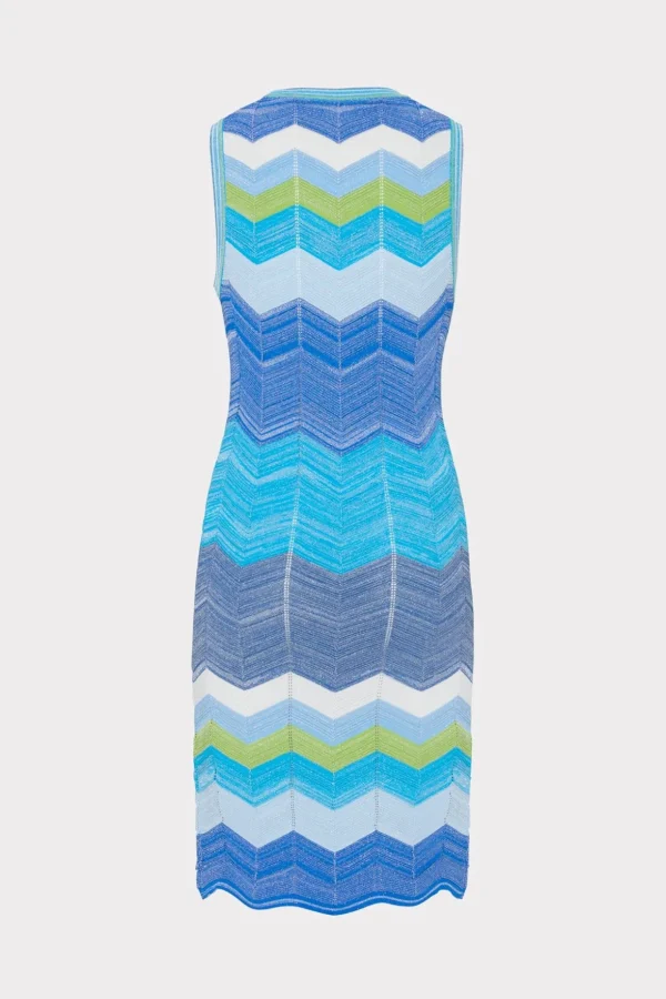 Jumpsuits & Rompers-MILLY Zig Zag Knit Mini Dress Blue Multi