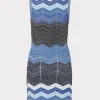 Knit Dresses-MILLY Zig Zag Knit Mini Dress Navy Multi