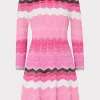 zig_zag_long_sleeve_flare_0.webp Jumpsuits & Rompers-MILLY Zig Zag Long Sleeve Flare Dress Pink Multi